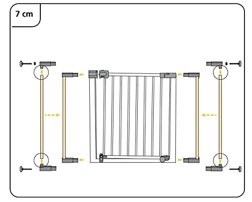 Safety 1st Flat Step Barrera escalera para bebés, niños y perros, Puerta de seguridad con Barra inferior muy delgada reduce el riesgo de tropiezos, color blanco