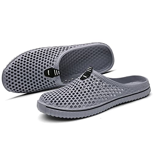 SAGUARO Hombres Mujeres Zuecos Verano Playa de Jardín Sandalias Antideslizante Respirable Piscina Ahueca Zapatillas Ligeros Slippers,Etiqueta 39=38 EU Gris