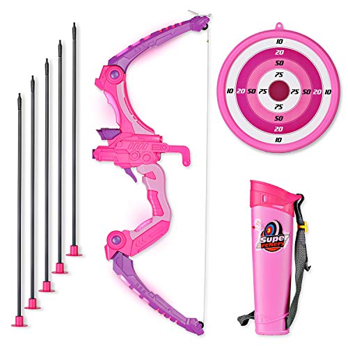 SainSmart Jr. Arco Set niños Tiro con Arco Juegos con 5 Flechas de Tiro, Regalo para niñas a Partir de 6 años, Rosa