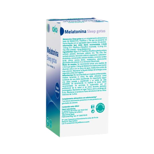 Sakai– Melatonina Sleep Gotas– Gotas para Dormir Bien– Relajante natural- 1.9mg Melatonina- Para Conciliar el Sueño-Sueño reparador- Rápida Absorción Sublingual- Pasiflora y Tila- Sabor Limón