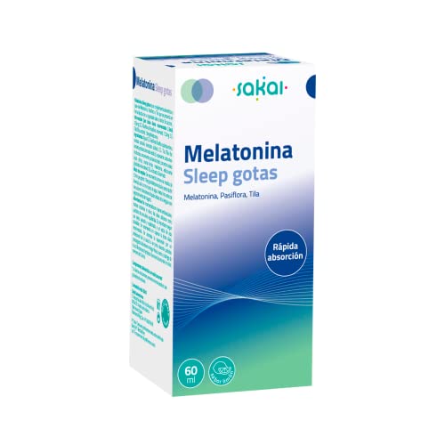 Sakai– Melatonina Sleep Gotas– Gotas para Dormir Bien– Relajante natural- 1.9mg Melatonina- Para Conciliar el Sueño-Sueño reparador- Rápida Absorción Sublingual- Pasiflora y Tila- Sabor Limón