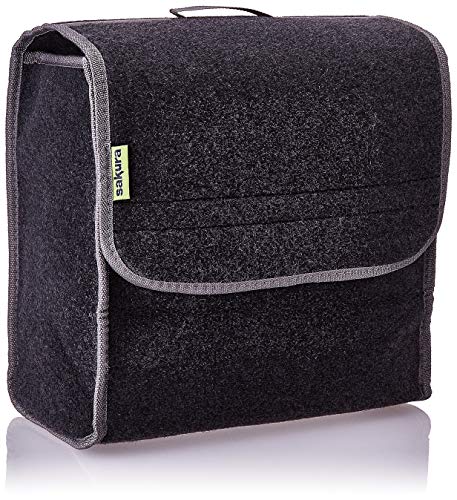 Sakura SS5232 - Organizador para Maletero de Coche y Otros Vehículos, Tamaño PeqUEño, 29 x 15 x 30 cm, Tapa Abatible, con Velcro, Asa de Transporte, Material de Alfombra, Color Gris Oscuro