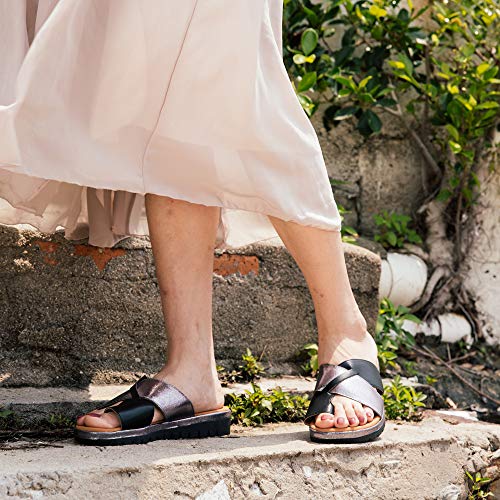 Sandalias Mujer Plataforma Verano Chanclas con Cuña Ortopedicas Zapatos de Playa 02 Negro Talla 39