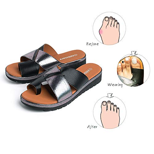 Sandalias Mujer Plataforma Verano Chanclas con Cuña Ortopedicas Zapatos de Playa 02 Negro Talla 39