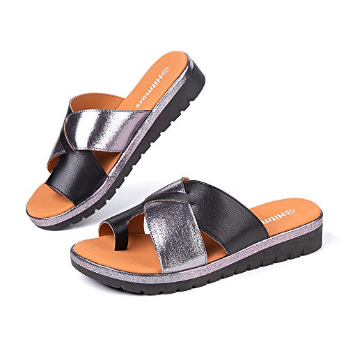 Sandalias Mujer Plataforma Verano Chanclas con Cuña Ortopedicas Zapatos de Playa 02 Negro Talla 39