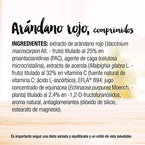 SANTIVERI – Arándano Rojo Comprimidos / 40 Comprimidos a Base de extracto de arándano Rojo, Jugo Concentrado de equinácea y Vitamina C