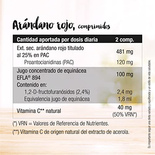 SANTIVERI – Arándano Rojo Comprimidos / 40 Comprimidos a Base de extracto de arándano Rojo, Jugo Concentrado de equinácea y Vitamina C