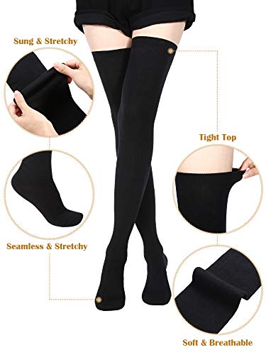 SATINIOR Calcetines Hasta la rodilla Extra Largos Medias Altas Hasta el Muslo Medias de arranque de Punto para Mujeres (Negro)