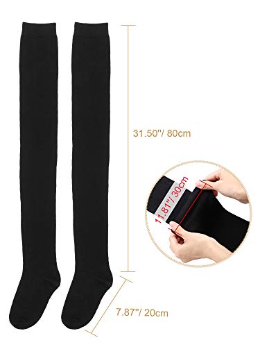 SATINIOR Calcetines Hasta la rodilla Extra Largos Medias Altas Hasta el Muslo Medias de arranque de Punto para Mujeres (Negro)