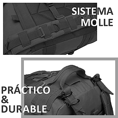 Satohom Mochila Táctica Militar Hombre 40L Macuto Táctico Impermeable Bolso Asalto Unisex Durable Viaje Mochila Molle Tela Oxford Bolsa Mujer para Deporte Al Aire Libre Senderismo Montañismo Ciclismo