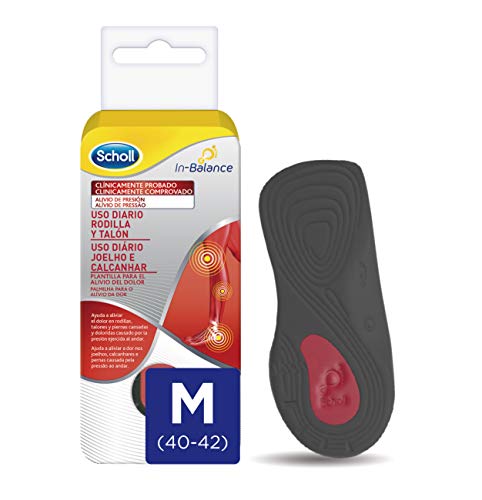 Scholl Plantilla In-Balance para el Alivio del Dolor de Rodilla y Talón, 1 par, talla M (40 - 42)