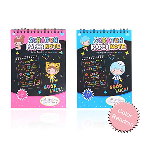 Scratch Art,JBSON 50 Hojas Dibujo Scratch Láminas para Rascar Creativas Papel para Dibujar con Niños, Manualidades, Escribir Listas, Incluye 4 Plantillas de Plantillas de Dibujo y 5 lápices de Madera