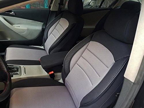 seatcovers by k-maniac Seat Toledo II, universales, Color Negro y Gris, Juego de Fundas para Asientos Delanteros, Accesorios para Coche, Interior V734686