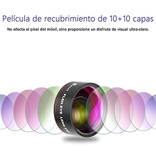 Selvim Lentes para Teléfono Móvil, 9 en 1 Kit con 22X Teleobjetivo, 235° Fisheye, 0.62X Gran Angular, 25X Macro, Versión Actualizada con Lentes BLU-Ray para Mejor Resolución, Universal iOS Android