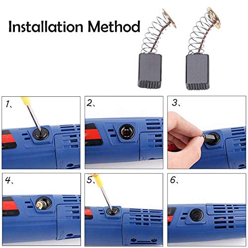 SENRISE - 10 escobillas de carbón para motor eléctrico. Escobillas de recambio de varios tamaños para herramientas eléctricas