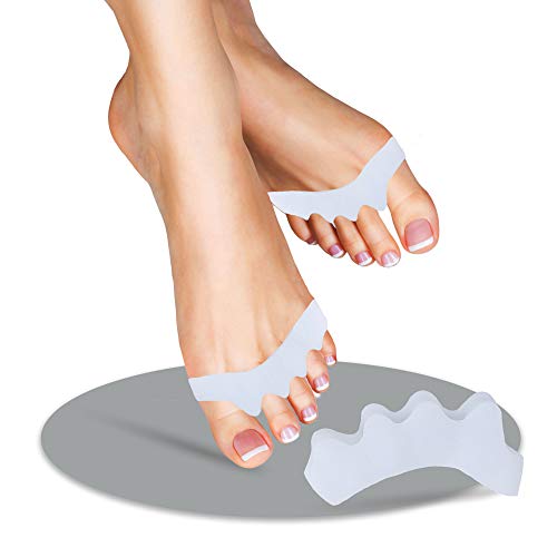 Separador de dedos contra Hallux Valgus, vendaje correctivo, separador de dedos de los pies, material de silicona de gel blanco, para hombre y mujer, respetuoso con la pie y sin BPA