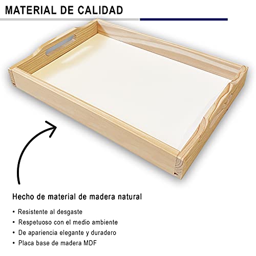 SET 3 Bandejas para servir comida de madera natural rectangular. Bandeja perfecta para desayuno en cama, cocina o sofa.