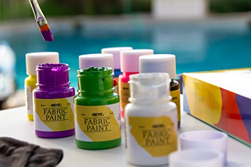 Set Pintura Textil Nazca Colors - Kit 8 Colores x 30 ml - Pinturas para Tela y Ropa Permanente ideal para Pintar Camisetas, Zapatillas, Vaqueros, Bolsas, Cuero y cualquier Tejido