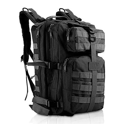 SHANNA Mochila Militar, Mochila táctica 35L Mochila del ejército MOLLE Mochila de Asalto Mochila de Combate táctica para Senderismo al Aire Libre Camping Trekking Pesca Caza (Negro)