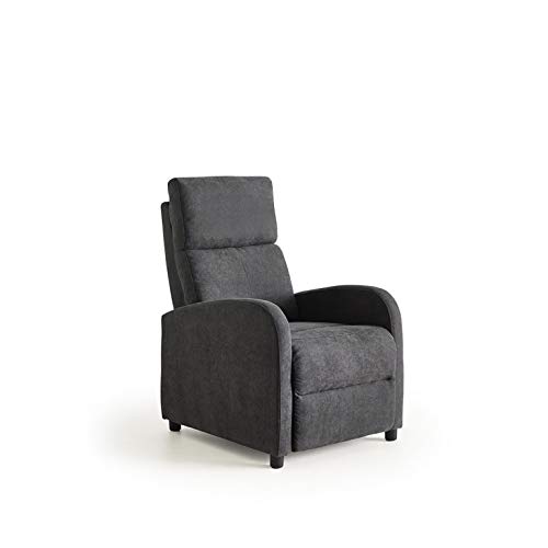 Shiito - Sillón función Relax con Sistema Push Back tapizado en Tela, en Color Gris Modelo BOMBON