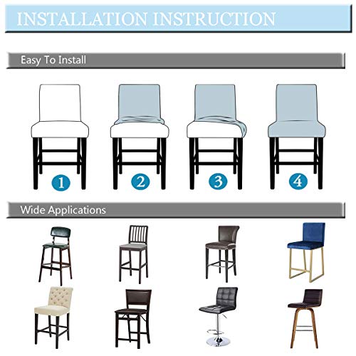 SHILV. HOME Fundas Elásticas Extraíbles Y Lavables para Sillas De Comedor, Fundas para Taburetes De Bar, Fundas para Sillas De Bar, Fundas para Asientos De Mostrador De Pub (Verde Oscuro,Set of 4)