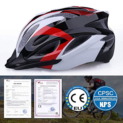 Shinmax Casco de Bicicleta Certificado CE Casco de Bicicleta para Hombre con Visera Desmontable Casco de Ciclismo Ligero Protección Seguridad Tamaño Ajustable Ciclismo Carretera Montaña Adultos