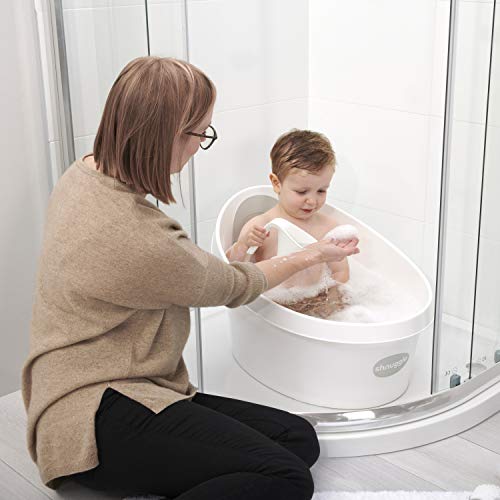 Shnuggle Bañera para niños pequeños - Blanco con respaldo gris claro