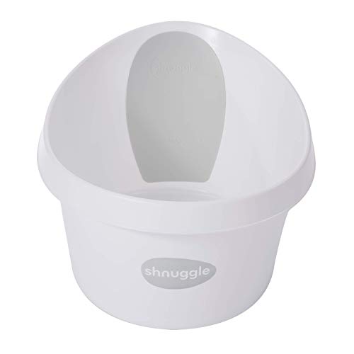 Shnuggle Bañera para niños pequeños - Blanco con respaldo gris claro