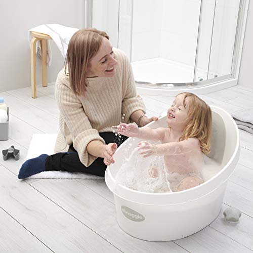 Shnuggle Bañera para niños pequeños - Blanco con respaldo gris claro