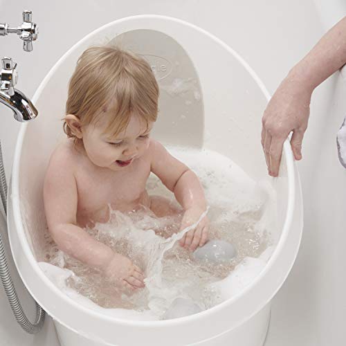 Shnuggle Bañera para niños pequeños - Blanco con respaldo gris claro