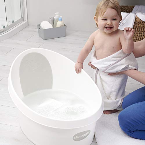 Shnuggle Bañera para niños pequeños - Blanco con respaldo gris claro