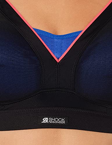 Shock Absorber Active Shaped Support Sujetador Deportivo, Negro/Azul Neon, 85G para Mujer