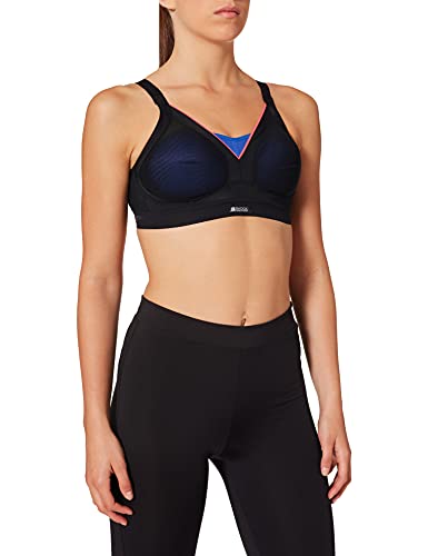 Shock Absorber Active Shaped Support Sujetador Deportivo, Negro/Azul Neon, 85G para Mujer