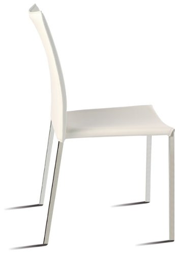 Sidney blanca Silla acero inoxidable apilable tapizada polipiel imitación cuero para comedor, cocina, dormitorio, balcón , terraza interior,habitación juvenil, dormitorio, hostelería . 1 unidad