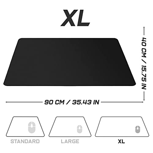 Sidorenko Alfombrilla XXL - Mouse Pad Gaming 900 x 400 mm - Bordes sin Bordes - Antideslizante - Alfombrilla Gaming - Negro