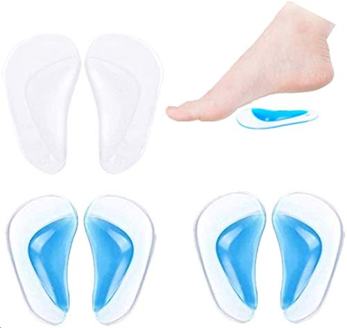 SIISMI - 3 pares de plantillas de gel para el arco del pie. Para los pies planos, la fascitis plantar, almohadillas ortopédicas para aliviar el dolor. Para mujeres y hombres