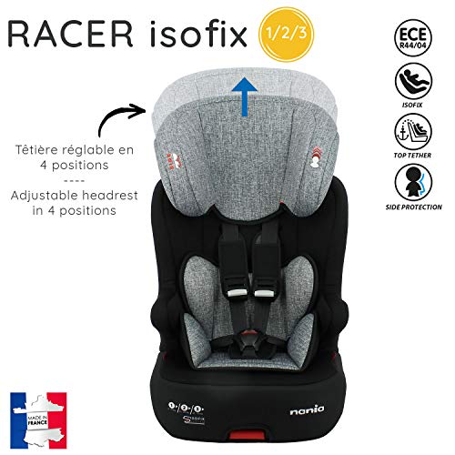 Silla de coche para Bebe isofix RACER grupo 1/2/3 (9-36kg) - con proteccion lateral -Nania Silver