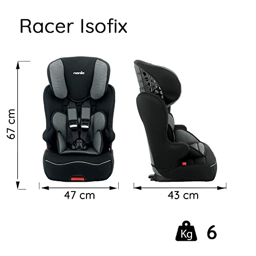 Silla de coche para Bebe isofix RACER grupo 1/2/3 (9-36kg) - con proteccion lateral -Nania Silver