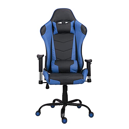 Silla de gaming estilo carreras con reposacabezas y apoyo lumbar, silla ergonómica para el hogar, oficina con reposabrazos, 175 grados, reclinable con respaldo alto para el salón