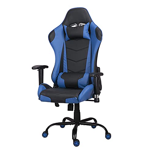 Silla de gaming estilo carreras con reposacabezas y apoyo lumbar, silla ergonómica para el hogar, oficina con reposabrazos, 175 grados, reclinable con respaldo alto para el salón