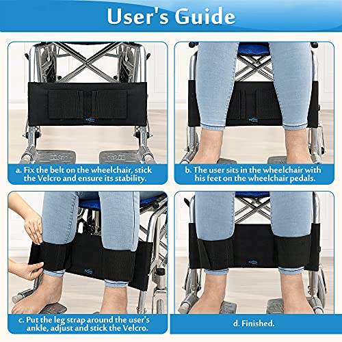 Silla de ruedas Reposapiés Correa piernas Sujeción Asiento Cinturón seguridad silla de ruedas Transporte médica pies Restricción Cinturón apoyo Accesorio para personas mayores, discapacitados (negro)