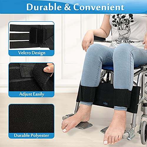 Silla de ruedas Reposapiés Correa piernas Sujeción Asiento Cinturón seguridad silla de ruedas Transporte médica pies Restricción Cinturón apoyo Accesorio para personas mayores, discapacitados (negro)