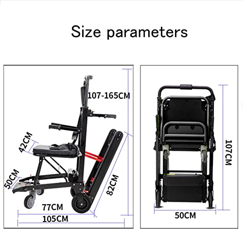 Silla elevadora de escaleras eléctrica - Silla de ruedas trepadora de aleación de aluminio ligera plegable para discapacitados con oruga eléctrica, silla de evacuación de emergencia ajustable