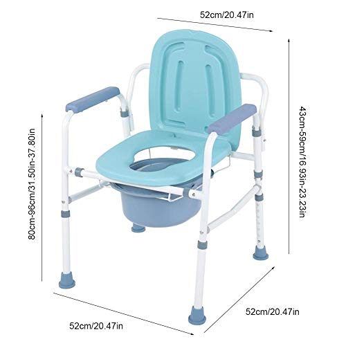 Silla WC con Tapa Plegable, Asiento de Inodoro, Altura Ajustable + Base de Pies Antideslizante + Limpieza Fácil Azul, para Minusválidos Discapacitados Ancianos