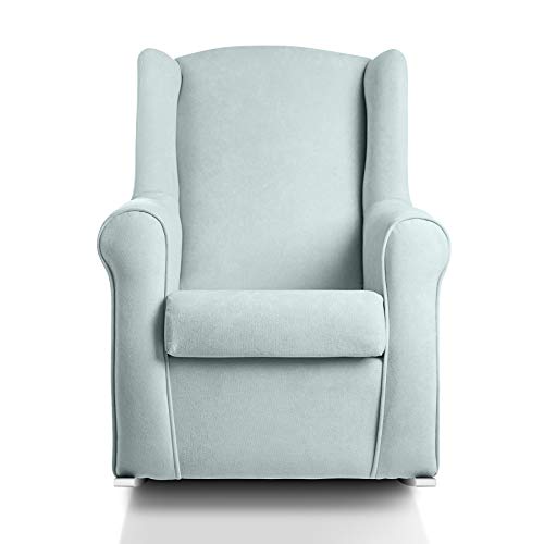 Sillon orejero balancin blanco CARLA (Sillon lactancia)Sillón tapizado antimanchas acualine color Verde Agua. Mecedora para dormitorio, salon o habitacion de bebe