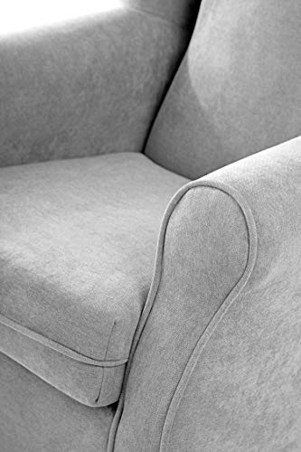 Sillon orejero balancin Mecedora. Irene (Sillon Lactancia) Sillón tapizado Antimanchas acualine Color Plata. Mecedora para Dormitorio, Salon o habitacion de Bebe | Butaca Relax Lactancia