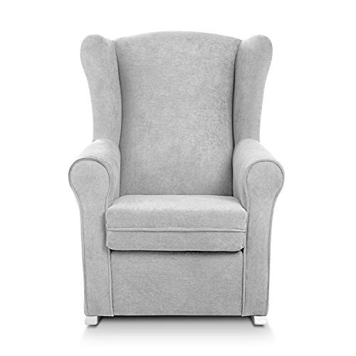 Sillon orejero balancin Mecedora. Irene (Sillon Lactancia) Sillón tapizado Antimanchas acualine Color Plata. Mecedora para Dormitorio, Salon o habitacion de Bebe | Butaca Relax Lactancia