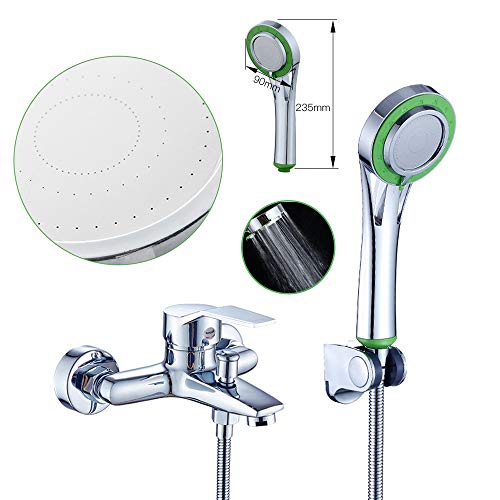 Sinbide Set de Ducha Elegante, Conjunto de Ducha, Mezclador Monomando para Bañera, Grifo de Bañera, Cascada con Alcachofa de Ducha para Baño, Ducha de Mano, Instalación en Pared, Cromado