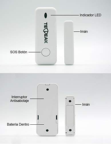 Sistema de Alarma doméstica inalámbrica, TecPeak Kit de Alarma WiFi/gsm con Sirena Seguridad Interior