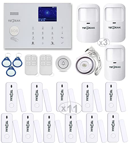 Sistema de Alarma doméstica inalámbrica, TecPeak Kit de Alarma WiFi/gsm con Sirena Seguridad Interior